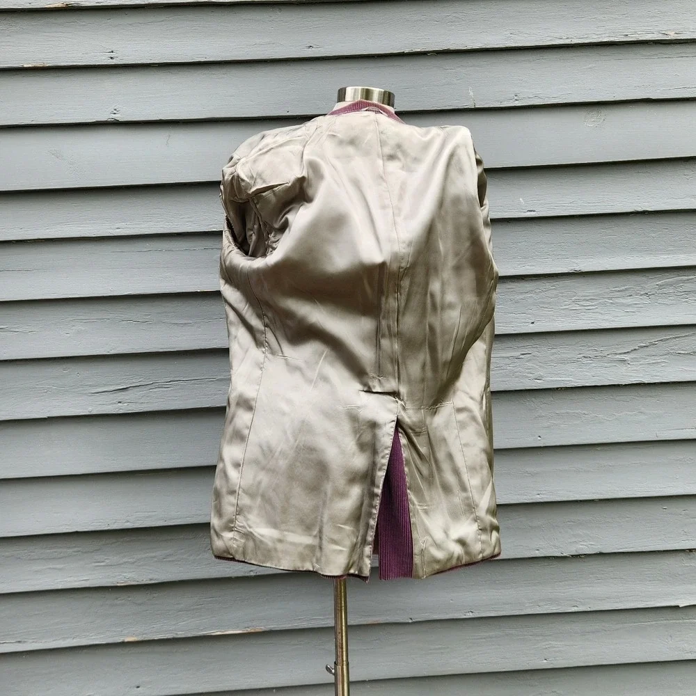 Polo University Ralph‎ Lauren Blazer Purple Corduroy Leather Buttons Size 40